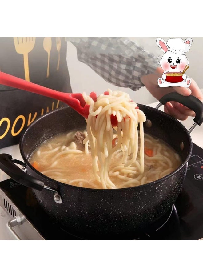 Silicone Pasta Fork, 2Pcs Spaghetti Spoon Pasta Fork High Heat Resistant 480°F Hygienic Spaghetti Server Food Grade Pasta Spoon BPA Free Noodle Spoon - Image 4